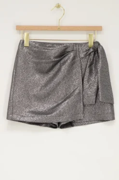 Jupe Portefeuille Argentée Avec Lurex