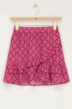 Jupe Rose à Imprimé Ikat Et Volants