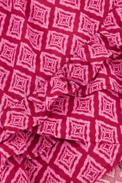 Jupe Rose à Imprimé Ikat Et Volants