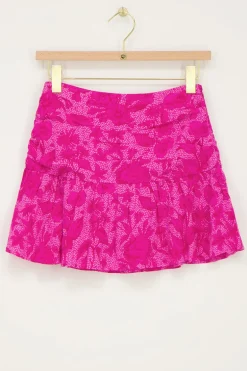 Jupe Rose à Plis Et Imprimé Floral