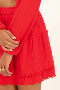 Jupe Rouge Avec Pompons