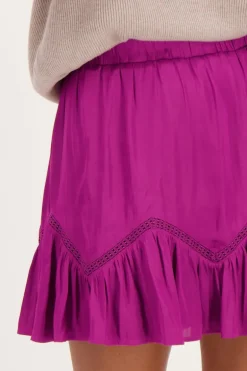 Jupe Violette Satinée à Volants