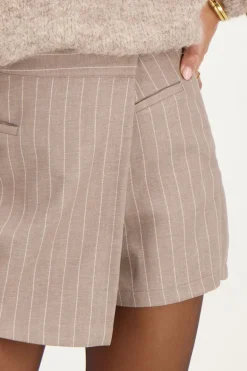 Jupe-short Beige à Fines Rayures