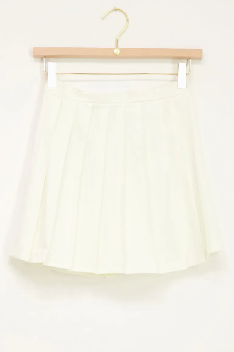 Jupe-short Blanche Plissée