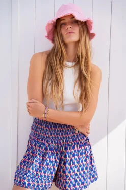 Jupe-short Bleu à Smocks