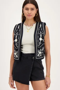 Jupe-short En Denim Noir Avec Boutons