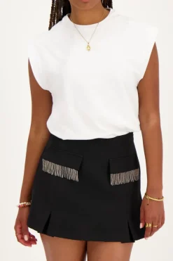 Jupe-short Noire Avec Cordons De Perles