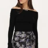 Jupe-short Noire Avec Jacquard Violet