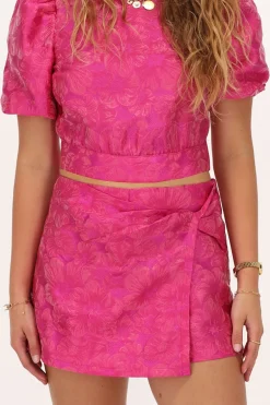 Jupe-short Portefeuille En Jacquard Rose