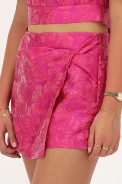 Jupe-short Portefeuille En Jacquard Rose