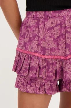 Jupe-short Rose à Imprimé Fleuri