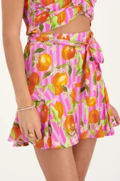 Jupe-short Rose à Imprimé Orange