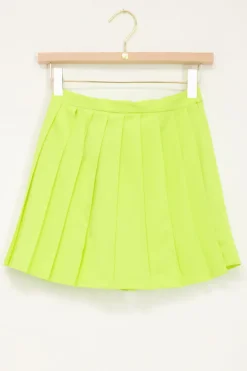 Jupe-short Vert Citron Plissée