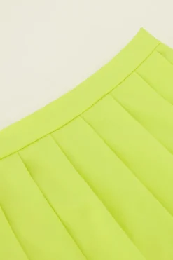 Jupe-short Vert Citron Plissée