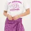 Jupe-short Violette Avec Broderie Florale