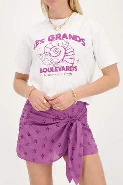 Jupe-short Violette Avec Broderie Florale