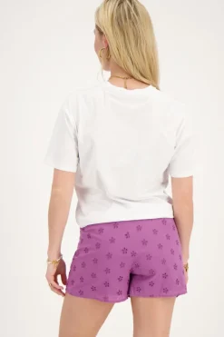 Jupe-short Violette Avec Broderie Florale