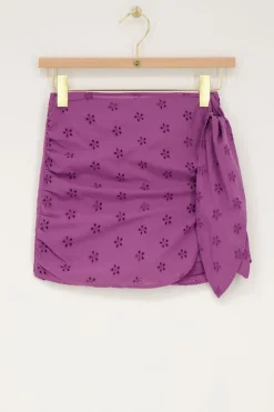 Jupe-short Violette Avec Broderie Florale