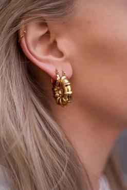 Larges Boucles D’oreilles Tendance Avec Arêtes Côtelées