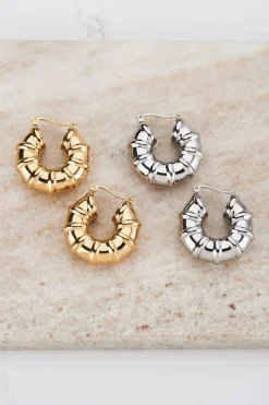 Larges Boucles D’oreilles Tendance Avec Arêtes Côtelées