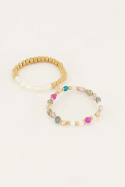 Lot De Bagues élastiques Avec Variété De Perles