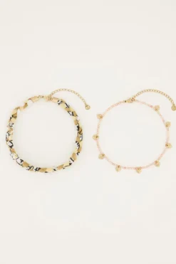 Lot De Bracelets De Cheville Beige Style Tressé