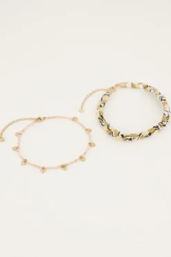 Lot De Bracelets De Cheville Beige Style Tressé