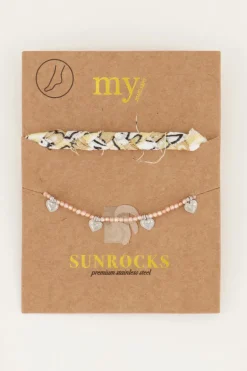 Lot De Bracelets De Cheville Beige Style Tressé