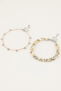 Lot De Bracelets De Cheville Beige Style Tressé