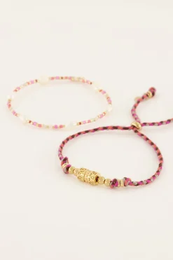 Lot De Bracelets Roses Souvenir Avec Perles