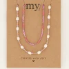 Lot De Colliers Souvenir Orange Et Rose Avec Perles