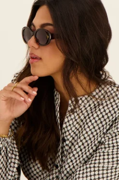 Lunettes De Soleil Ovales Marrons