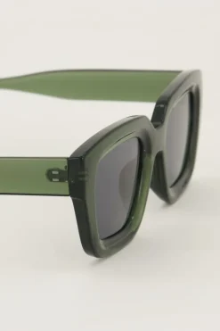 Lunettes De Soleil Rétro Vert Foncé