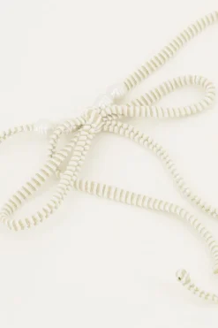 Maillot De Bain Triangle Rayé Or Et Blanc Avec Perles