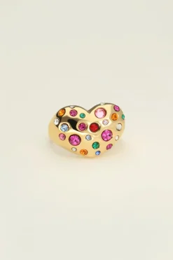Maxi Bague Avec Cœur Et Pierres De Couleur Universe