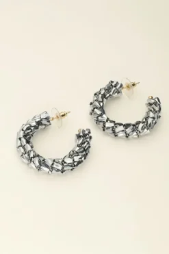 Maxi Boucles D’oreilles à Pierres Argentées
