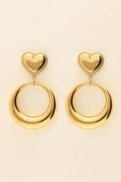 Maxi Boucles D'oreilles Coeur Et Anneau