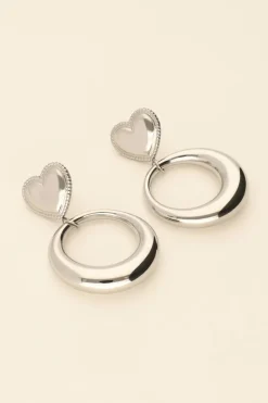 Maxi Boucles D'oreilles Coeur Et Anneau