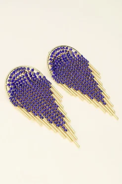 Maxi Boucles D'oreilles Strass Bleus Universe