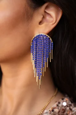 Maxi Boucles D'oreilles Strass Bleus Universe