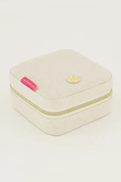 Mini Boîte à Bijoux Beige En Lin