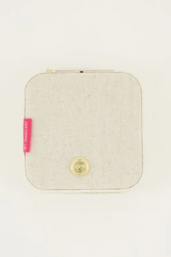 Mini Boîte à Bijoux Beige En Lin