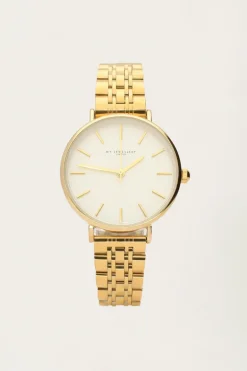 Montre Bracelet à Maillons Et Cadran Blanc Rond