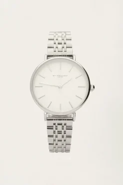 Montre Bracelet à Maillons Et Cadran Blanc Rond