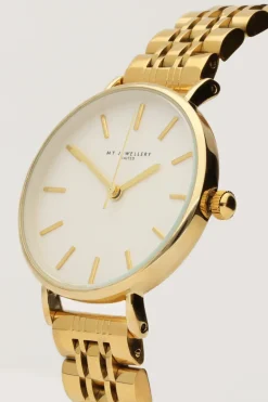 Montre Bracelet à Maillons Et Cadran Blanc Rond