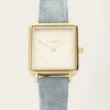 Montre Carrée à Bracelet En Denim