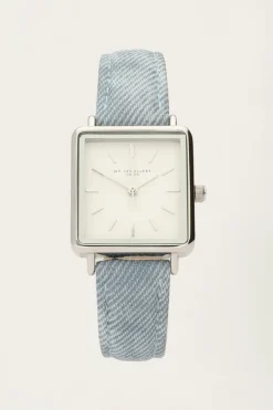 Montre Carrée à Bracelet En Denim