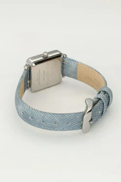Montre Carrée à Bracelet En Denim