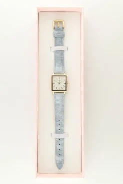 Montre Carrée à Bracelet En Denim