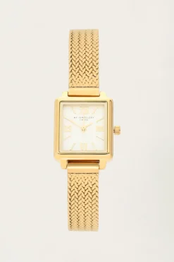 Montre Carrée Avec Bracelet à Maillons Tressés